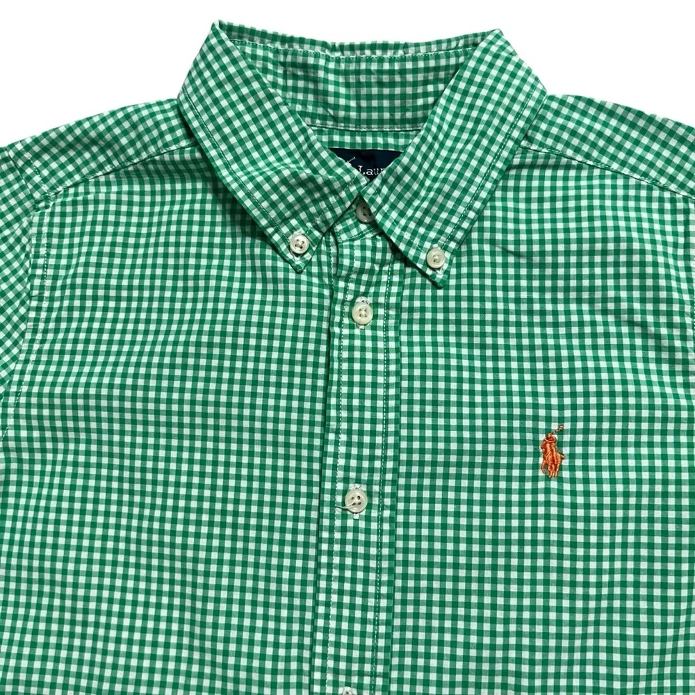 Ralph Lauren 6Y Green Gingham Checkered SS Button Down Shirt
